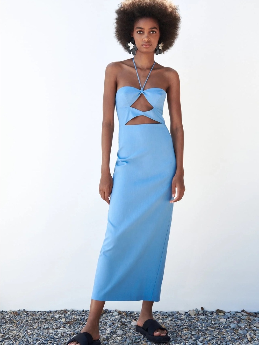 NWT Zara Cut Out Halter Midi Dress